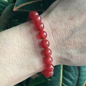 Men's Carnelian Gemstone Beaded Stretch Bracelet - 10mm Beads
